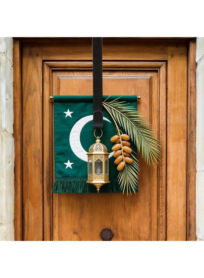 ALMiHomi Adjustable Wreath Hanger for Door – 15-25 Inch Extendable Heavy Duty Metal Over Door Hook, Strong Load Bearing, Scratch-Free, Ideal for Ramadan, Eid Decorations & Everyday Home Use (Black) - Image 2